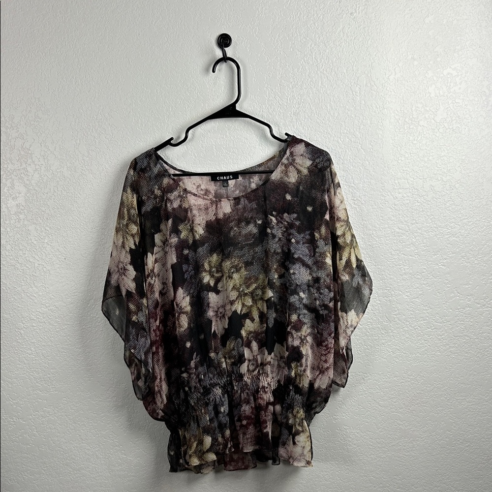 Chaus Women’s Floral Print Women's  Top Multicolor Sz L Business Office career